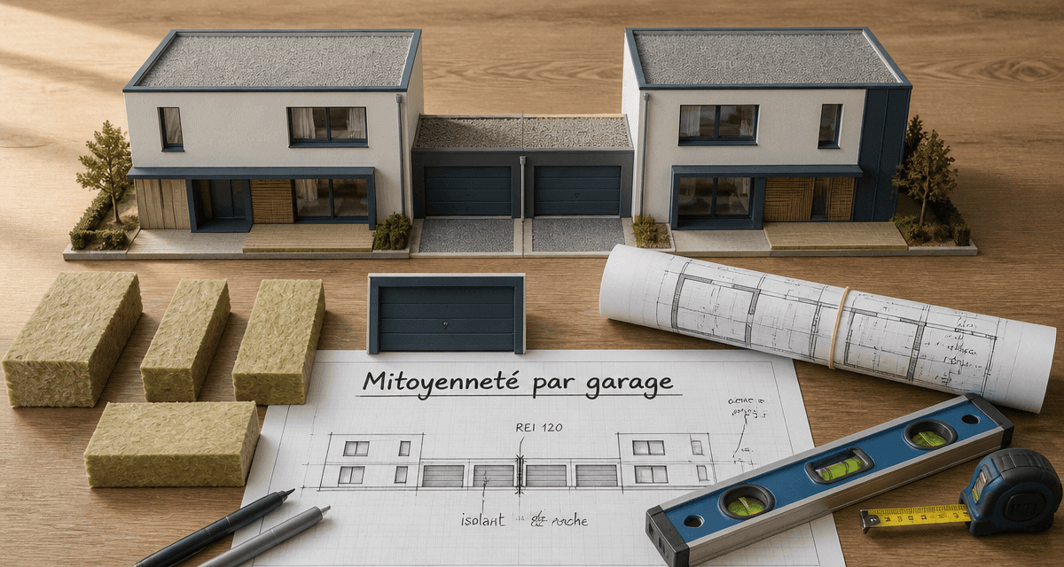 maison mitoyenne par le garage maquettes matériaux plans