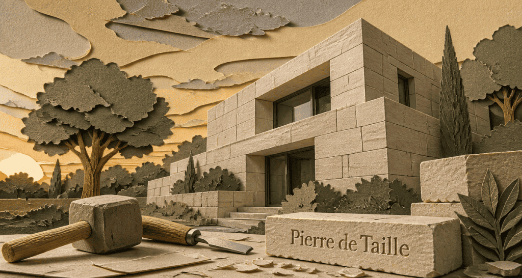 Maison pierre de taille massive contemporaine en calcaire
