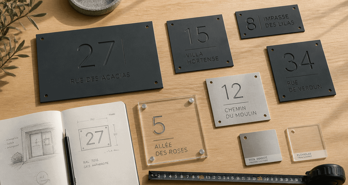 Numero de maison design sur matériaux modernes