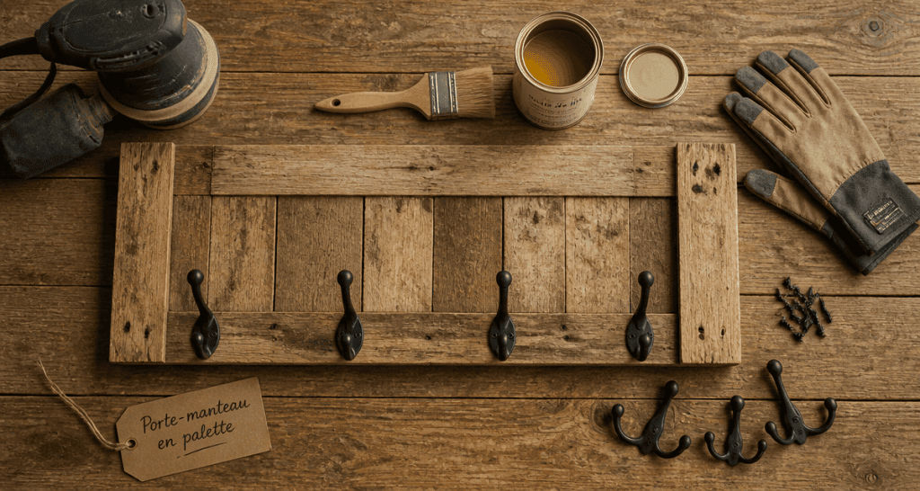 porte manteau palettes mural en bois recyclé