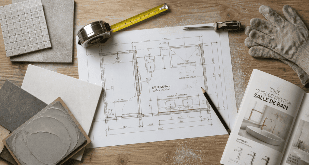 renover une salle de bain plan materiaux