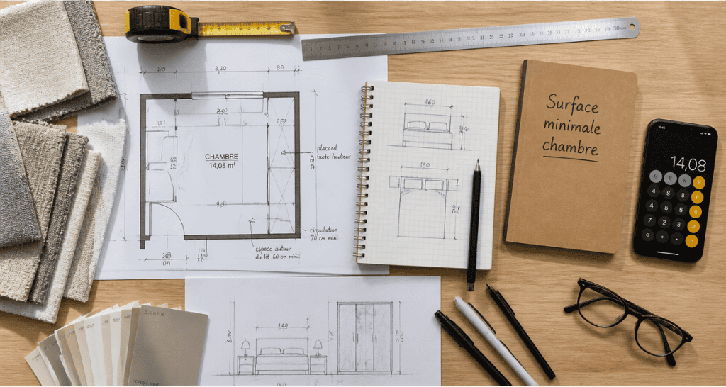 taille chambre plans architecte table