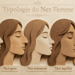 Profils stylisés nez femme découpages papier