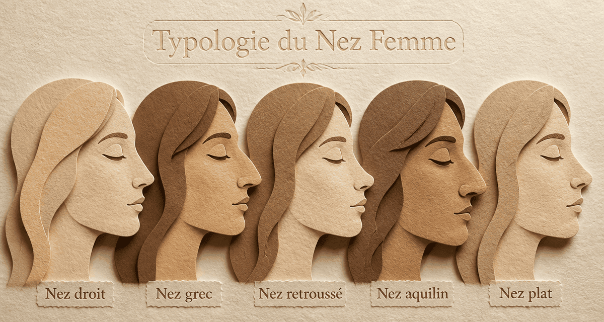 Profils stylisés nez femme découpages papier