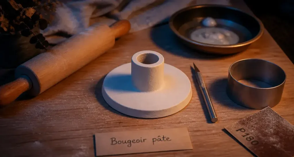 Bougeoir pate autodurcissante, finition céramique en 24h