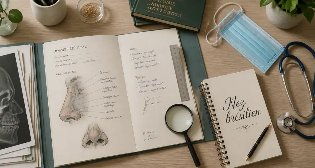 schéma nez bresilien sur bureau médical