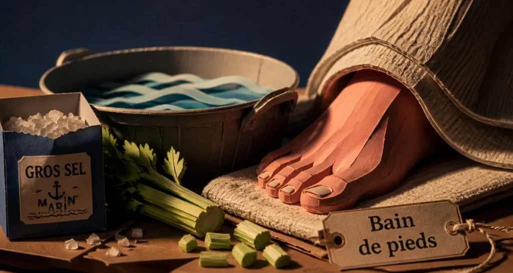 Engelure du pied : bain de pieds au sel naturel, remede de grand mere