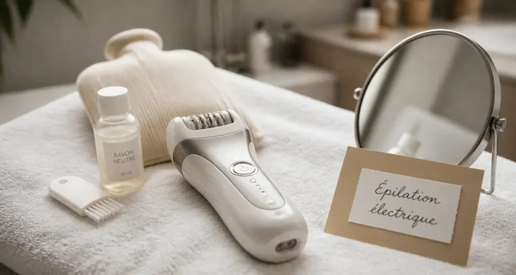 Épilateur électrique avis : tête pivotante et accessoires de nettoyage, salle de bain