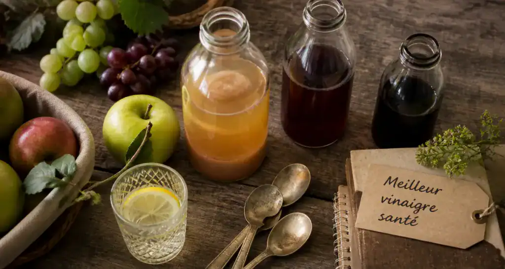 meilleur vinaigre pour la sante bouteilles cidre artisanal table bois