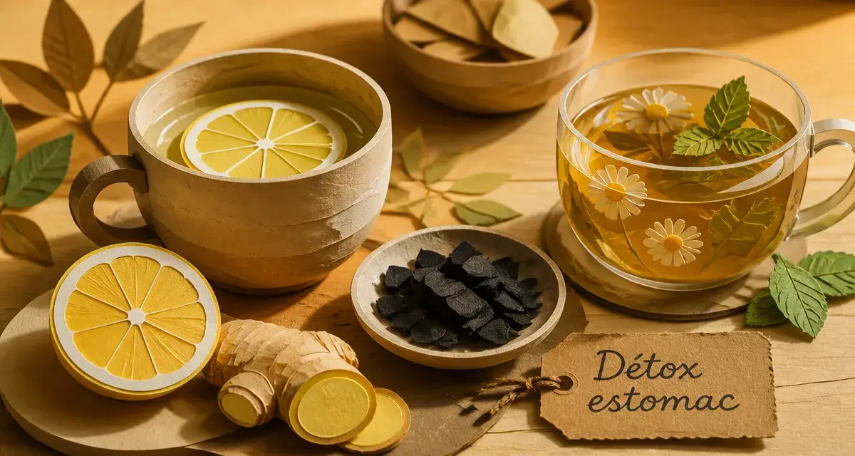 Remede de grand mere pour nettoyer l estomac : eau tiède citronnée, gingembre et charbon