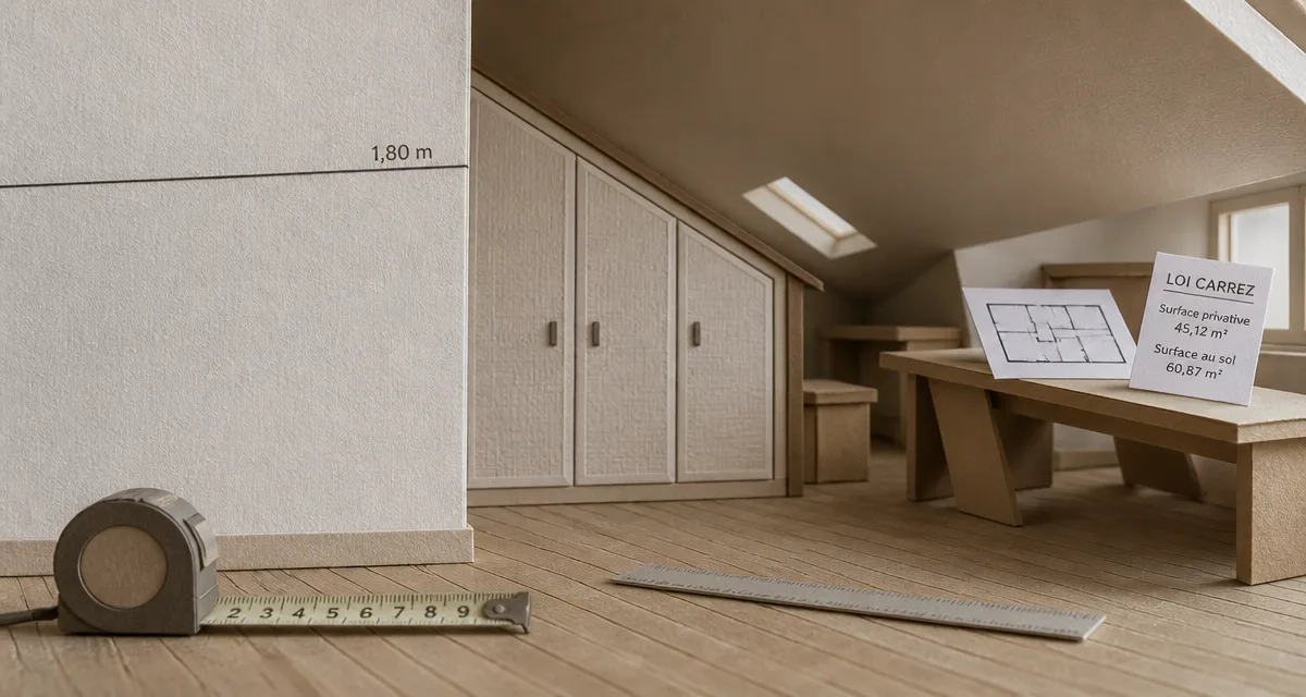 Surface chambre loi carrez : hauteur 1,80 m à mesurer