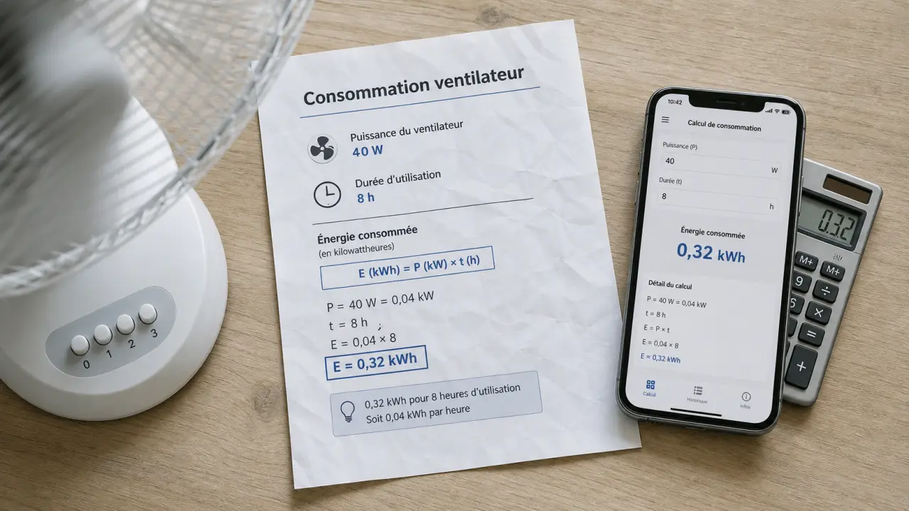 Consommation ventilateur : calcul des watts et heures pour estimer le coût nocturne