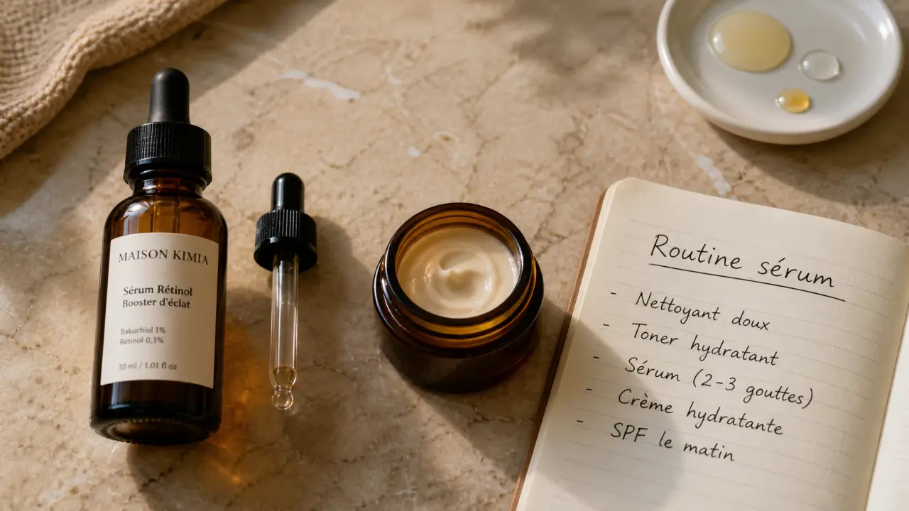 Quel serum choisir : sérum visage sur plan de travail