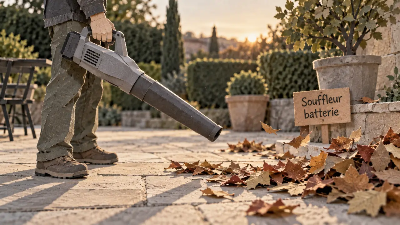 Meilleur souffleur sur batterie : évacuation feuilles sur terrasse
